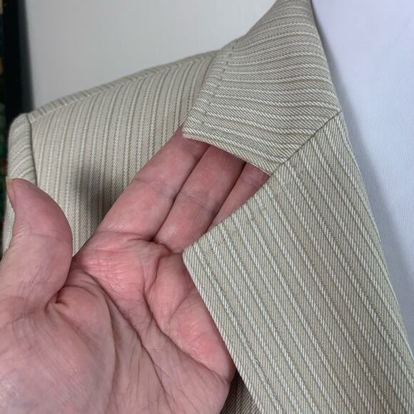 Jones New York Size 6 Blazer Jacket Beige Stripe Career Classic Capsule Wardrobe - Picture 8 of 13